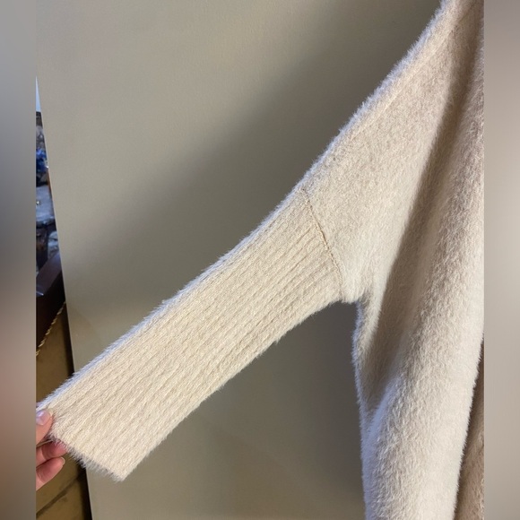 Boston‎ Proper sweater cardigan coatigan ivory open front M/L - Picture 3 of 7